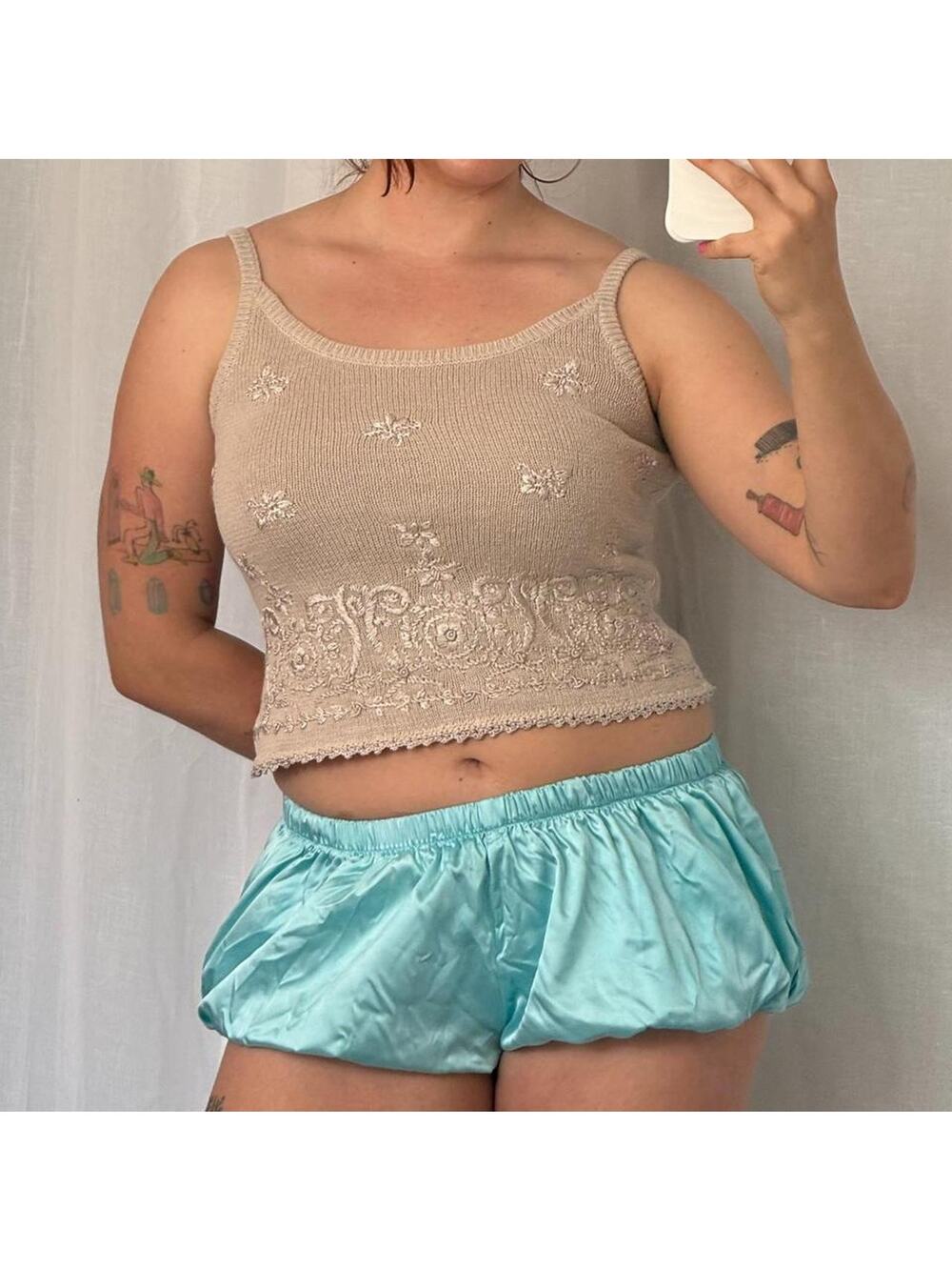 ✿ ⋆｡˚ vintage embroidered knit cami ✿